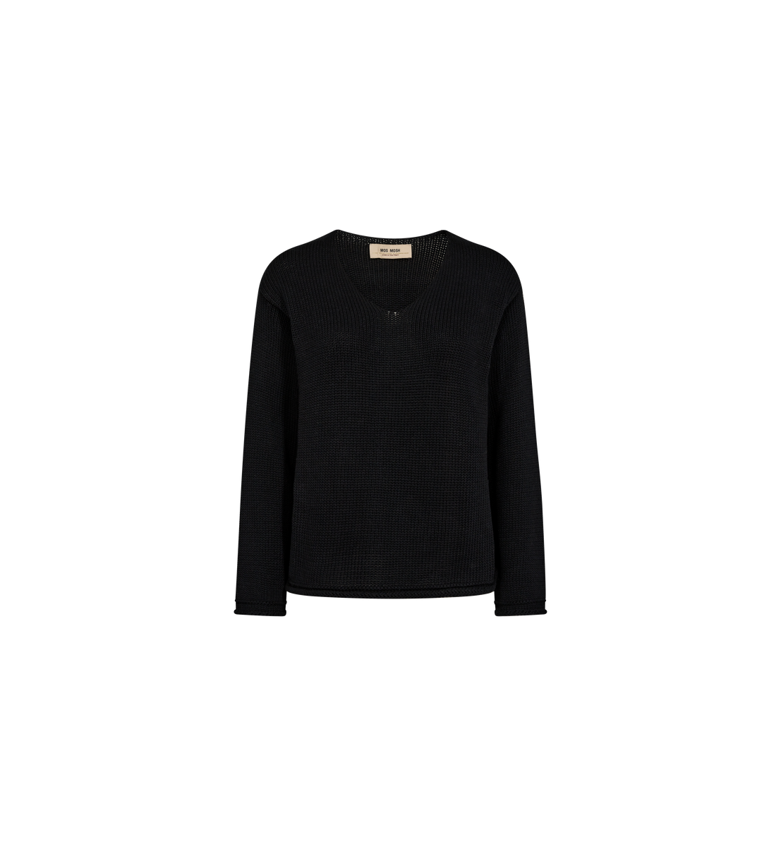 W/Si/Ca 18G V Neck Knit W/Si/Ca 18G V Neck Knit ASH BLACK