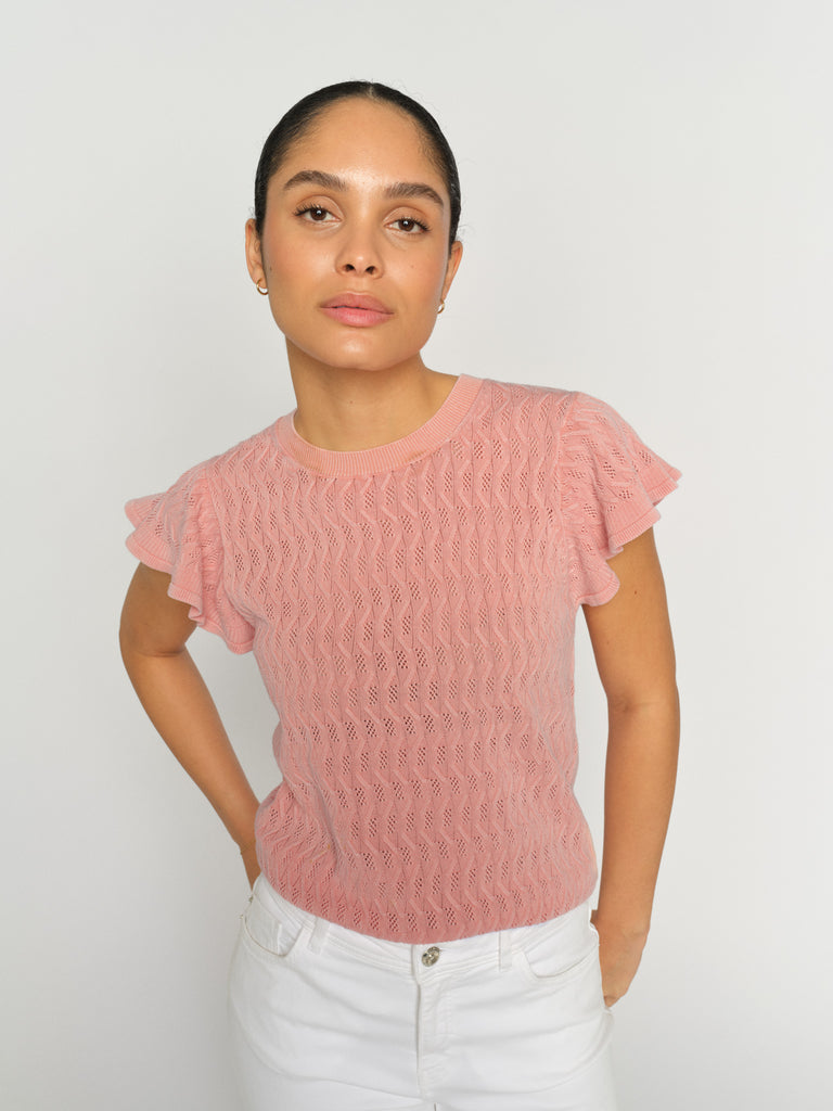 Shop MMThora O-Neck Frill Knit with free shipping from Mos Mosh