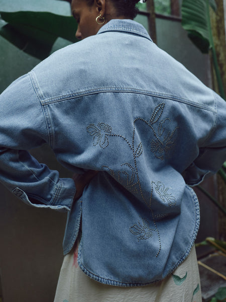 マ*ン様 Nasngwam FLOWER DENIM SHIRTS デニムシャツ ☆Nasngwam